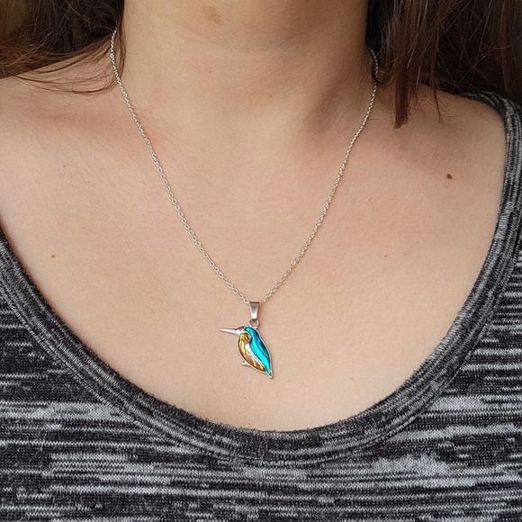 New Silver Abalone Bird Necklace - Picture 1 of 7